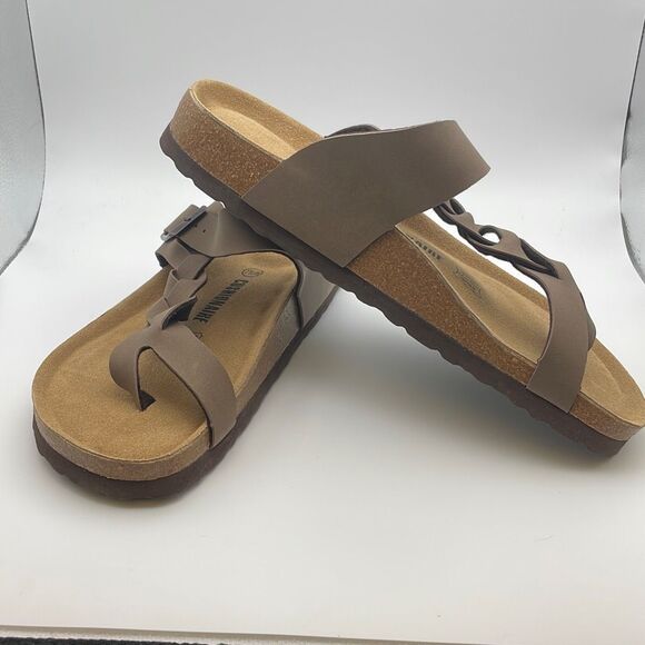 CUSHIONAIRE Women's Cork footbed Sandal SIZE 7.5 WIDE BROWN - Picture 6 of 7